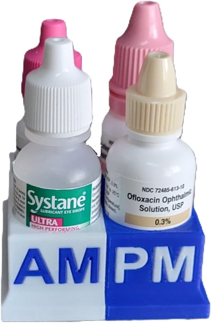 Znet3D Eye Drops Bottle Organizer & Tracker – AM/PM 4-Slot (White/Blue) - Image 4